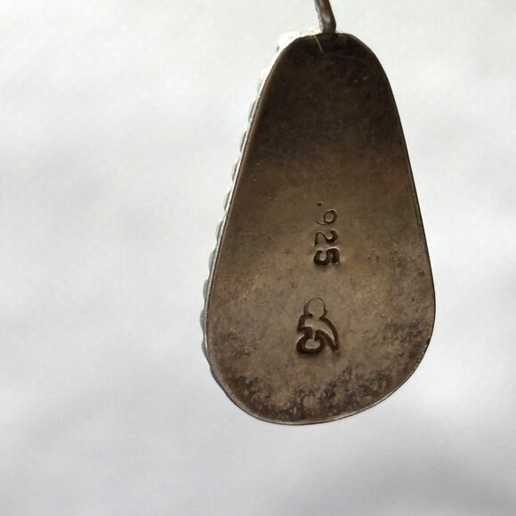 Vtg 925 Silver Mother Of Pearl Onyx Drop Earrings Sante Fe Origin Southwestern - Picture 11 of 12